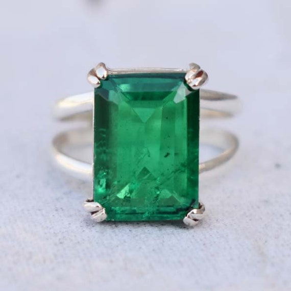 Beautiful Emerald Ring Prong Set Emerald RingSolid 925 Etsy