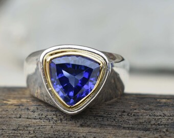 925 Sterling Silver Natural Oval Tanzanite Gemstone Mingle Design Handmade Ring