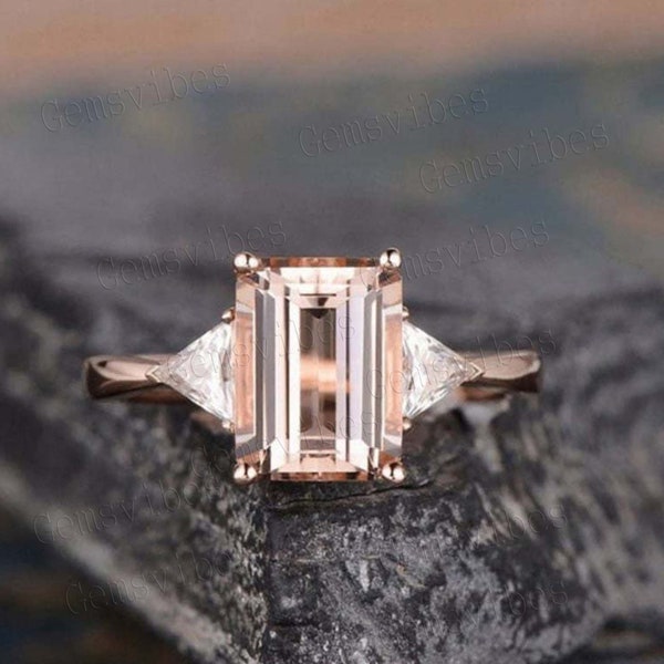 Vintage Morganite Ring 925 Sterling Silver Ring For Women Peach Gemstone Birthstone Ring Beautiful Engagement Ring Handmade Diamond Ring