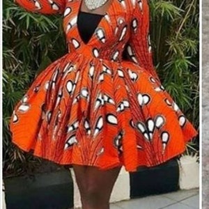 African print gathered midi dress -Ankara Midi dress- dress-Ankara dress -African clothing -women clothing-Clothing.