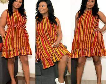 African print midi dress-Ankara midi dress-African clothing-Ankara fashion -African fashion-African women fashion