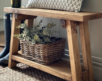 Rustic reclaimed wooden hall bench/trestle bench/farmhouse bench hand made