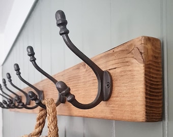 Rustic wooden coat rack / coat hooks wall mounted