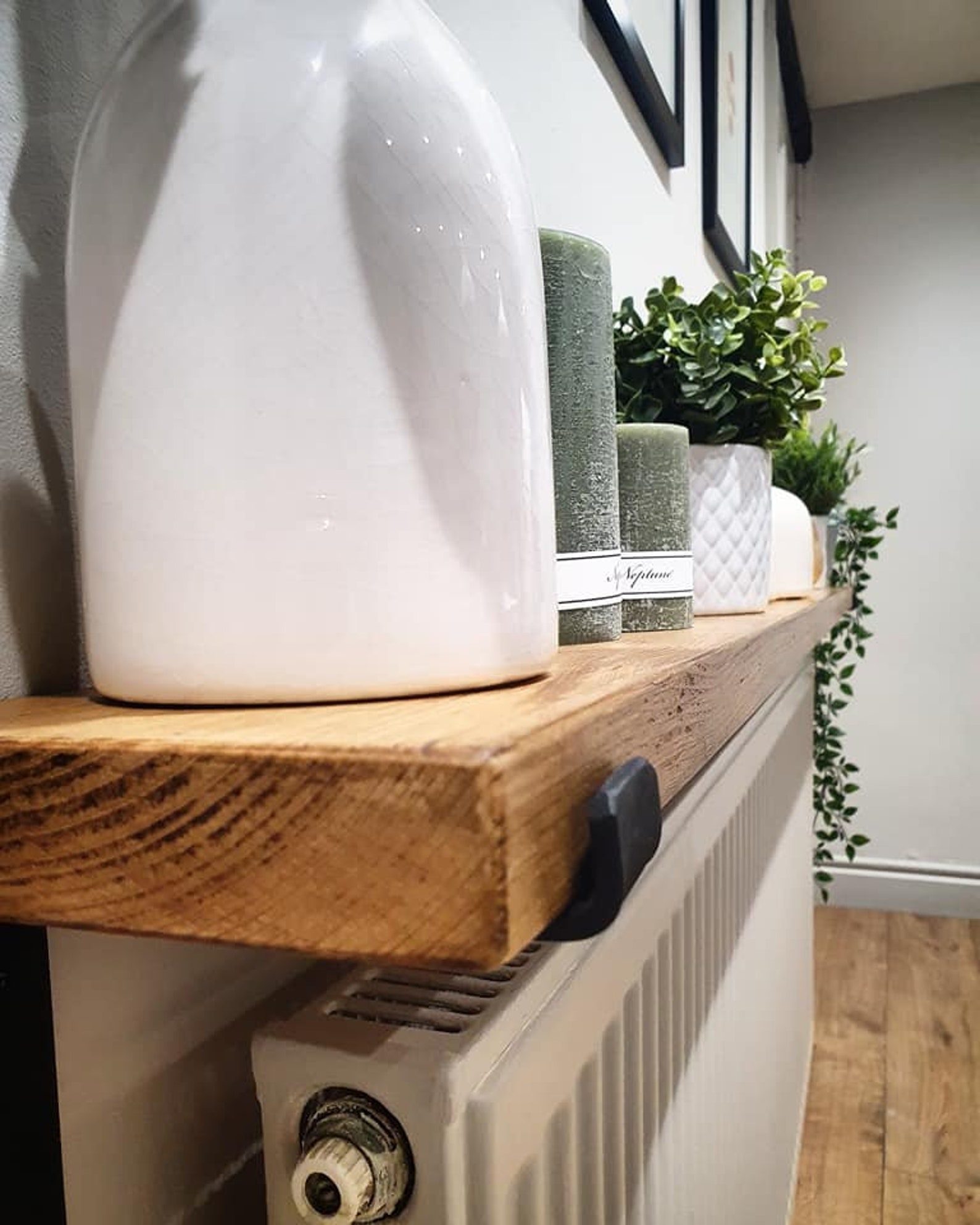 Rustic Reclaimed Solid Timber Radiator Shelf With Industrial Etsy UK