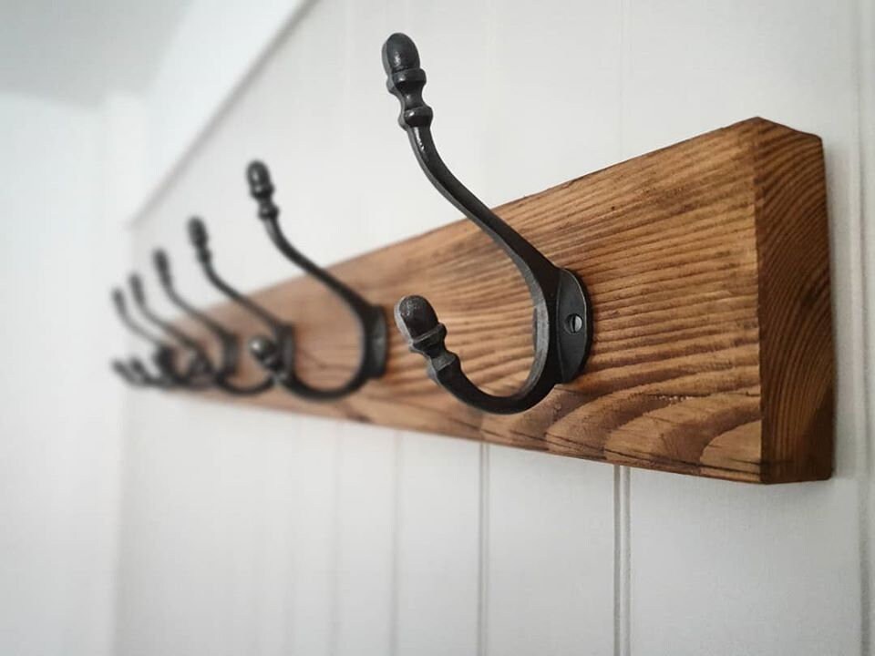 Rustic Wooden Coat Rack Coat Hooks Wall Mounted Etsy