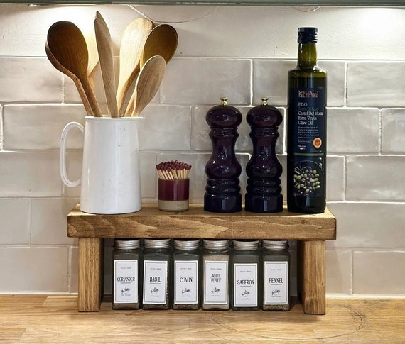 Worktop riser/worktop shelf/space saver hand crafted from reclaimed wood