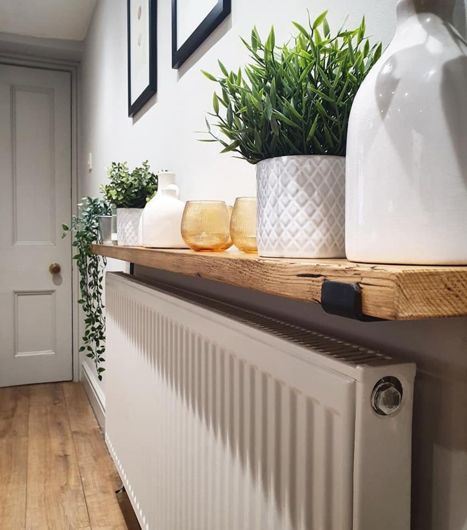 Rustic Reclaimed Solid Timber Radiator Shelf With Industrial Etsy UK