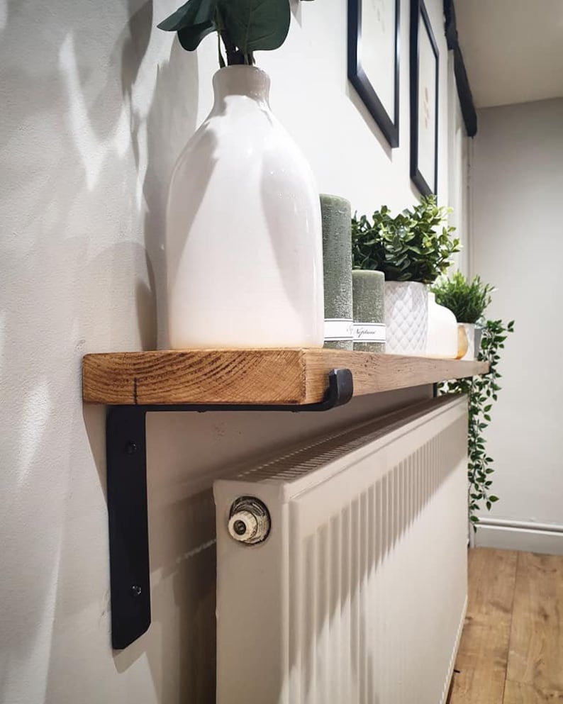 Hand Crafted Rustic Reclaimed Solid Pine Timber Radiator Shelf Etsy UK