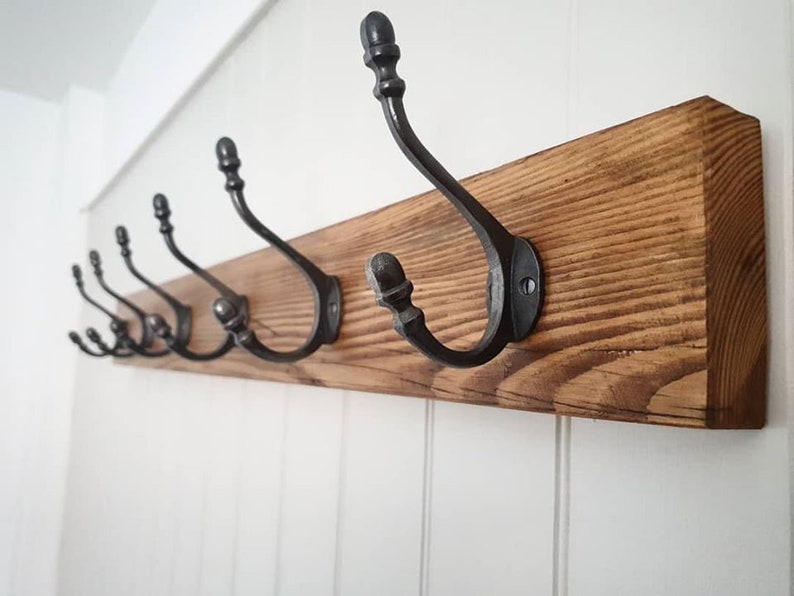 Rustic Wooden Coat Rack / Coat Hooks Wall Mounted Etsy UK