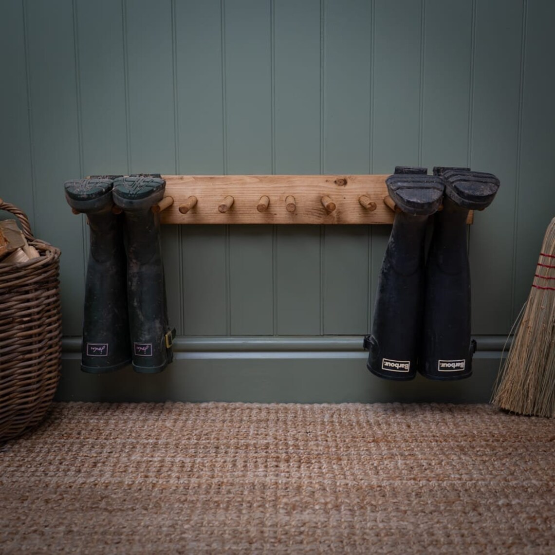 A Timber Boot Rack Wall Mounted Reclaimed Timber Welly Rack/shoe Rack/boot Rack - Etsy UK