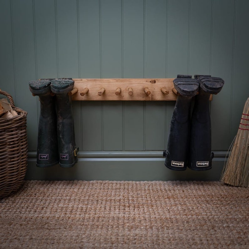 Wall Mounted Reclaimed Timber Welly Rack/shoe Rack/boot Rack - Etsy UK