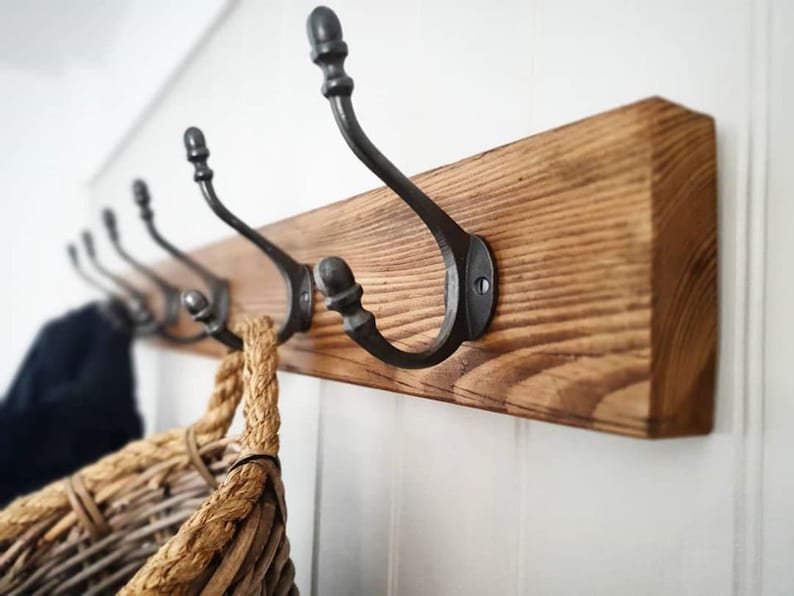 Rustic Wooden Coat Rack / Coat Hooks Wall Mounted Etsy UK