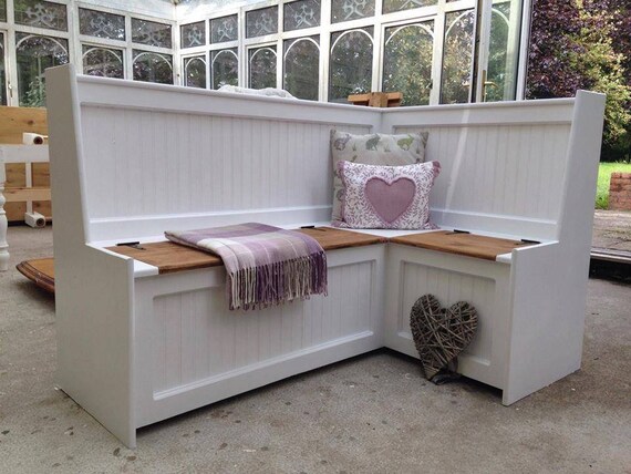 Hand Crafted Solid Pine Corner Monks Bench Settle Storage Etsy