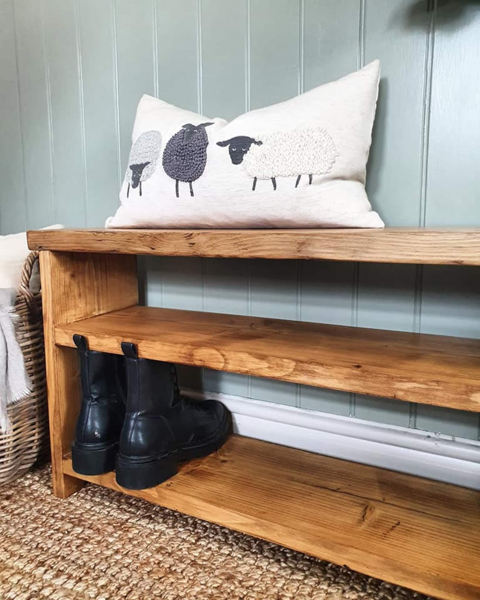 Hand crafted rustic reclaimed wooden shoe bench / shoe rack / Etsy
