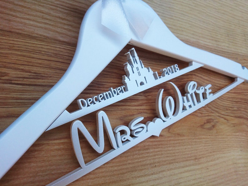 Disney Castle Hanger mrs hanger Custom Name Hanger Disney Bride Hanger Castle hanger Disney Castle Wedding Hanger Disney Wedding Gift