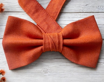 Orange Bow Tie for Kids and Adults | Father and Son Matching Bow Ties | Pre-tied Adjustable Cotton Bow Ties for Groom, Groomsmen and Pageboy