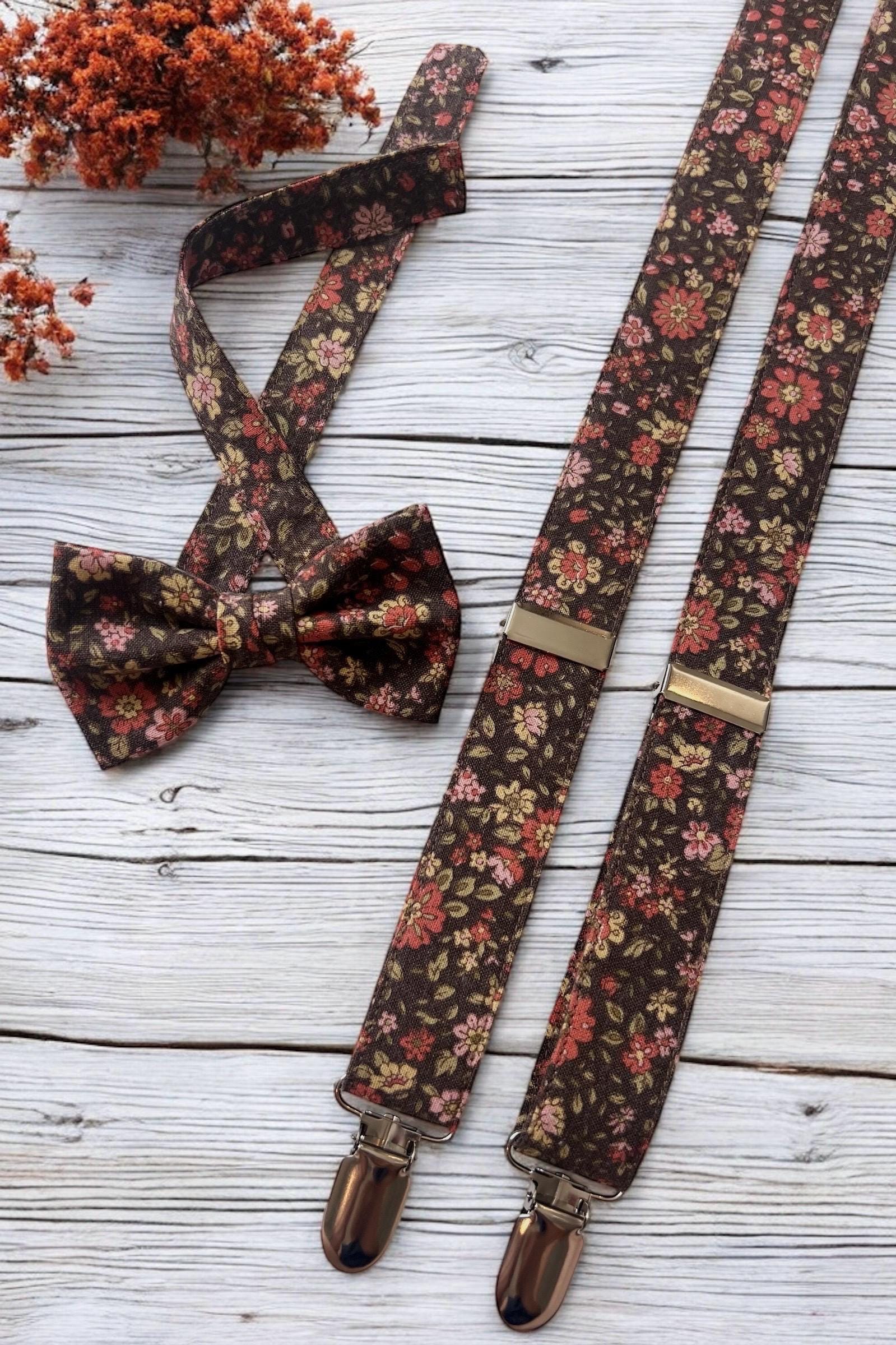 NEW ! Boho Brown Red Vegan Suspenders Cognac Vegan Leather Suspenders -- Perfect for a Wedding  main image 2