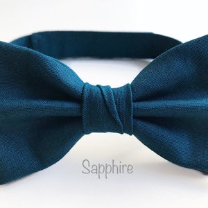Jewel tone wedding bow ties groomsmen, bow ties to match jewel tone bridesmaid dresses, jewel tone bow ties men, groomsmen bow ties pre tied Sapphire
