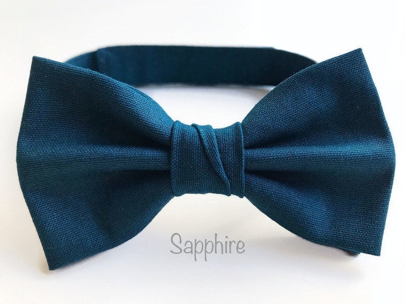 Jewel tone wedding bow ties groomsmen, bow ties to match jewel tone bridesmaid dresses, jewel tone bow ties men, groomsmen bow ties pre tied Sapphire