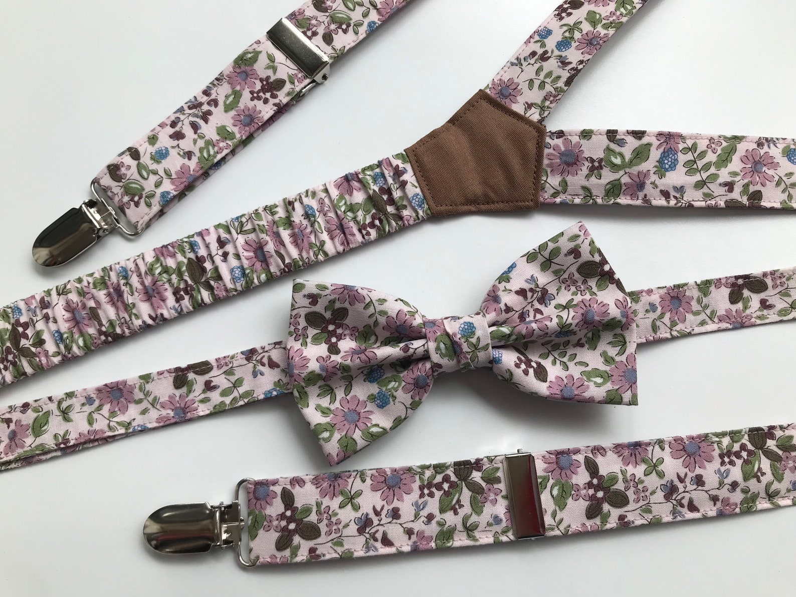 Floral Bow Tie Suspenders Floral Suspenders Bow Tie Unisex Etsy