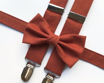 Burnt orange bow tie suspenders burnt orange,  burnt orange suspenders bow tie burnt orange wedding sunset ceremony, mens orange bow tie kid