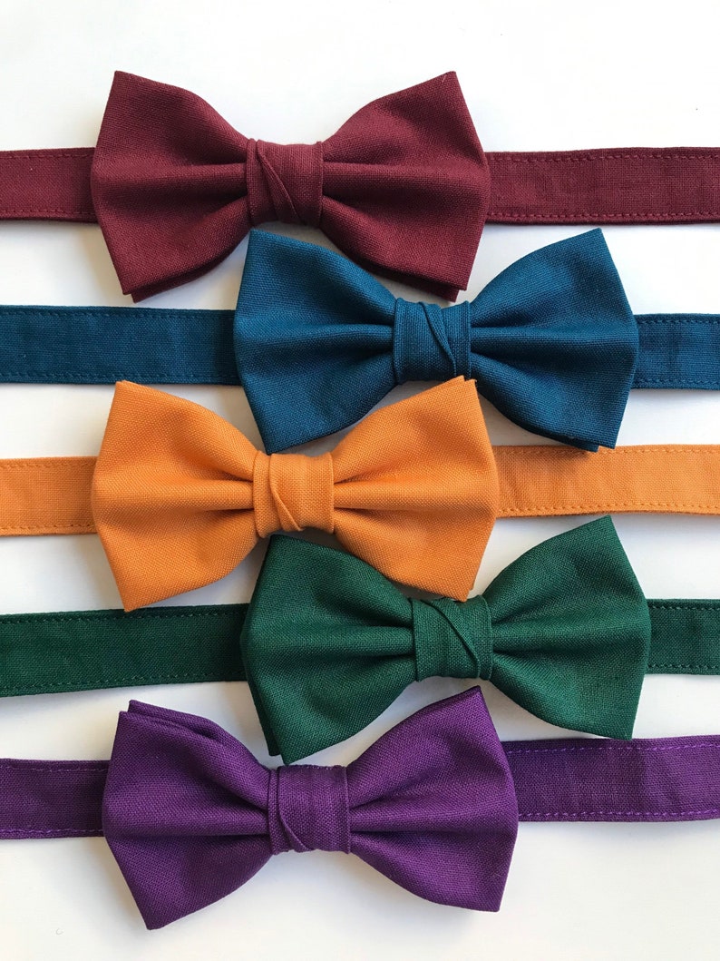 Jewel tone wedding bow ties groomsmen, bow ties to match jewel tone bridesmaid dresses, jewel tone bow ties men, groomsmen bow ties pre tied image 4