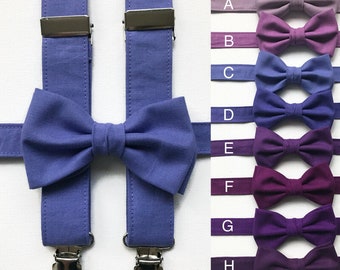 Purple bow tie purple suspenders, violet bow tie violet suspenders, lavender bow tie lavender suspenders, amethyst bow tie suspenders purple