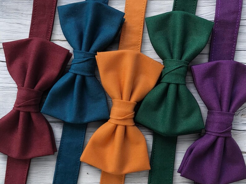 Jewel tone wedding bow ties groomsmen, bow ties to match jewel tone bridesmaid dresses, jewel tone bow ties men, groomsmen bow ties pre tied image 10