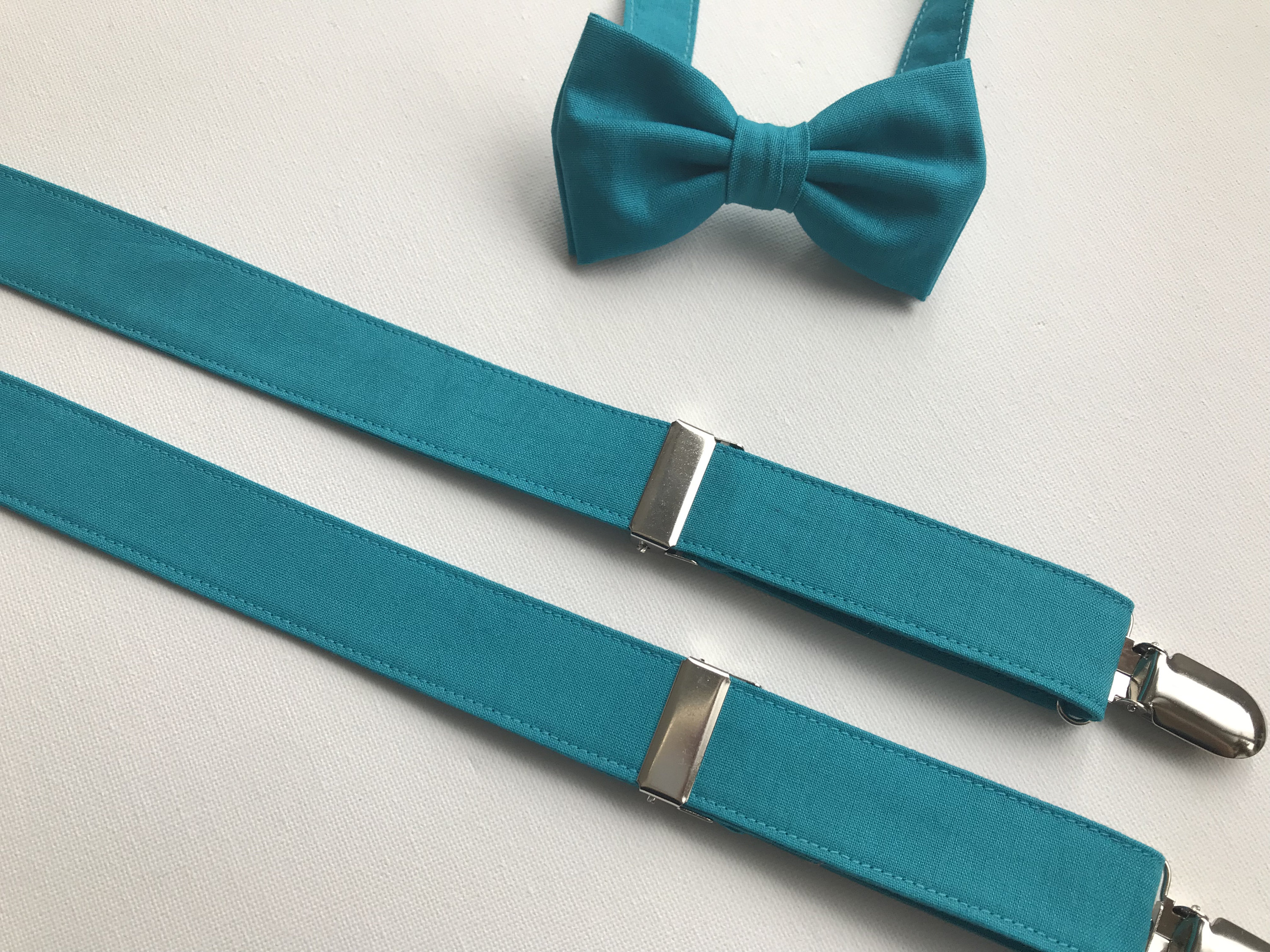 Turquoise Bow Tie And Suspenders