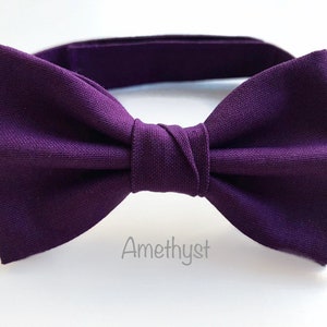 Jewel tone wedding bow ties groomsmen, bow ties to match jewel tone bridesmaid dresses, jewel tone bow ties men, groomsmen bow ties pre tied Amethyst