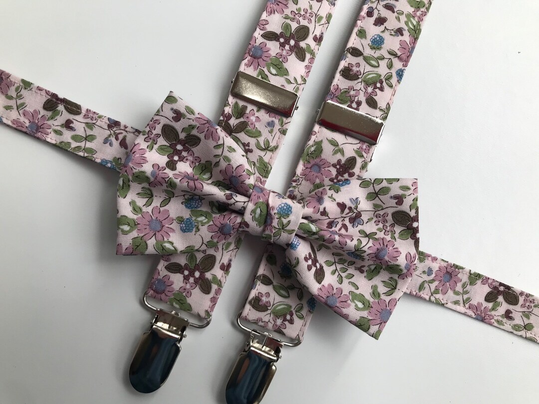 Floral Bow Tie Suspenders Floral Suspenders Bow Tie Unisex - Etsy