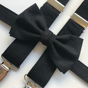 Black bow tie suspenders, black suspenders bow tie, black tie event, wedding bow tie for groom, mens formal wear cocktail party outfit