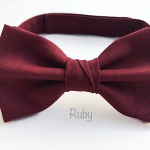 Jewel tone wedding bow ties groomsmen, bow ties to match jewel tone bridesmaid dresses, jewel tone bow ties men, groomsmen bow ties pre tied Ruby