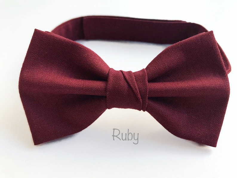 Jewel tone wedding bow ties groomsmen, bow ties to match jewel tone bridesmaid dresses, jewel tone bow ties men, groomsmen bow ties pre tied Ruby