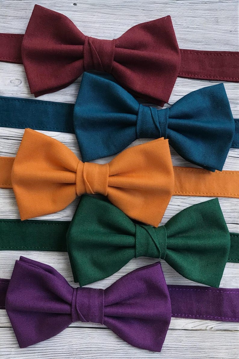 Jewel tone wedding bow ties groomsmen, bow ties to match jewel tone bridesmaid dresses, jewel tone bow ties men, groomsmen bow ties pre tied image 11