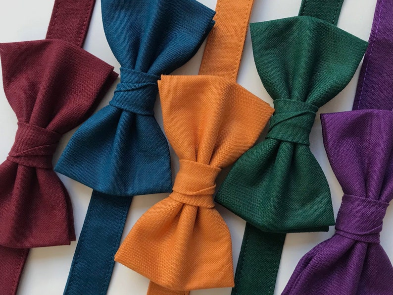 Jewel tone wedding bow ties groomsmen, bow ties to match jewel tone bridesmaid dresses, jewel tone bow ties men, groomsmen bow ties pre tied image 1
