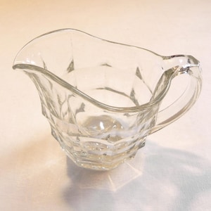 A Small Victorian Glass Jug/Creamer With Geometric Faceted Design