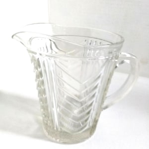 Vintage 1930&#39;s Heavy Glass Cocktail Pitcher With A Geometric  Art Deco Pattern