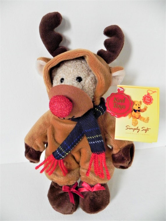 Keel Toys Teddy Bear Dressed as Rudolph the Red Nosed Reindeer. Etsy