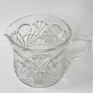 Antique Moulded Clear Glass Milk Jug. Victorian Scalloped Design.