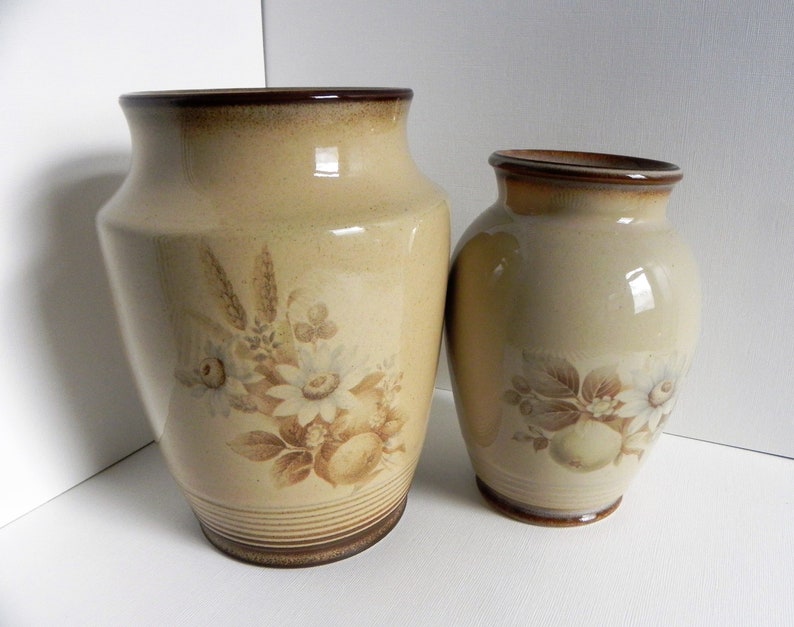 Two Matching Denby Stoneware Vases Memories Pattern Etsy