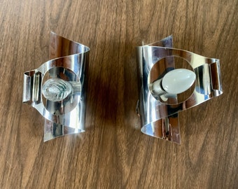 Pair of Vintage, Chrome Wall Sconces, Circa 70's