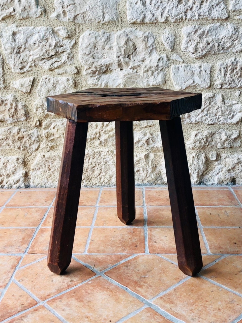 Tabouret de Traite Vintage, Français Ferme sur Pieds Trépied, Des Années 50/60