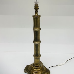 Lampada da tavolo in ottone di metà secolo con design in finto bambù, anni &#39;70