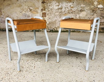 Nightstands, Set Of 2, Wood and Metal, Circa 1950's