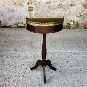 Vintage, Half Moon Nightstand with Gilded Brass