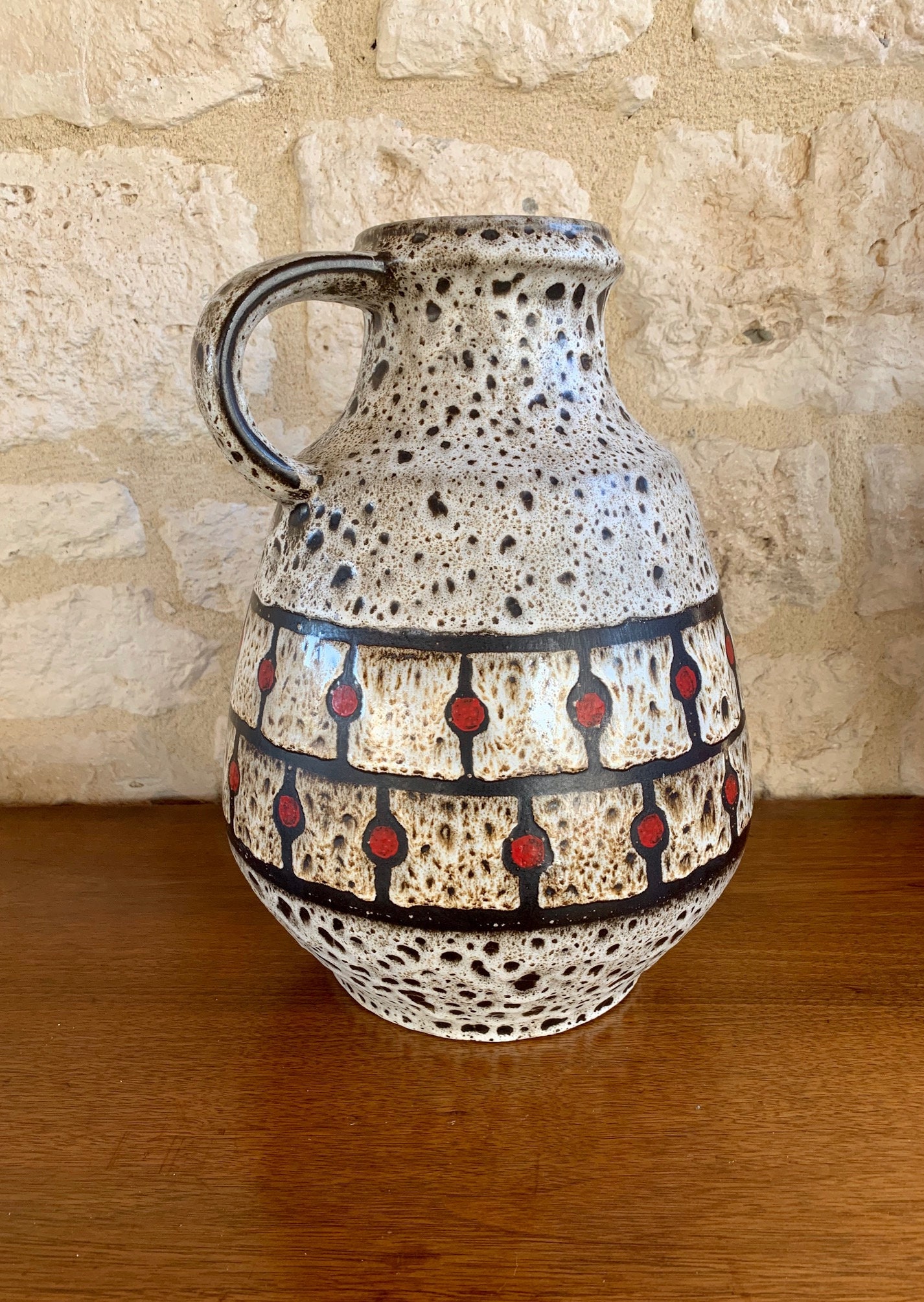 Vintage, Mid-Century, Ouest Allemand, Fat Lava Vase Par Jasba Keramik, Années 1960