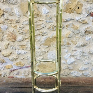 Brass & Glass Side Table with Faux Bamboo Design, Circa 40&#39;s -50&#39;s