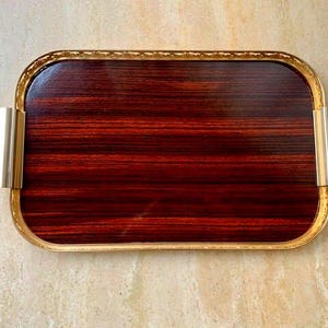 Vintage, Mid century, Italian, Gilded Brass & Formica  Serving Tray, Circa 50's - 60's