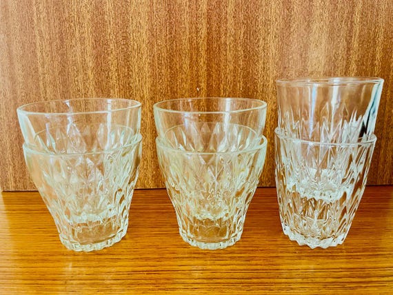 Vintage, Diamond Cut Water Glasses, Set of 6, Vereco /duralex ,france - Etsy